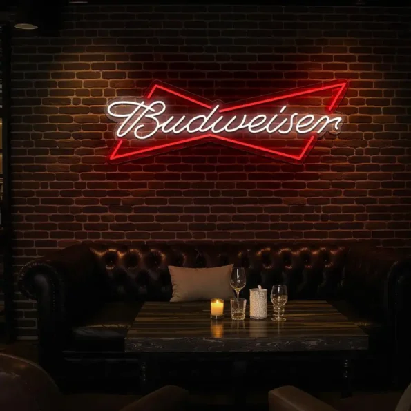 vibrant neon budweiser sign design for home or bar decor latest model.webp