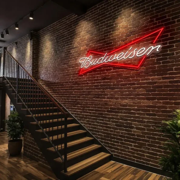 vibrant neon budweiser sign design for home or bar decor premium grade.webp
