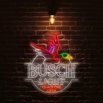 vibrant neon busch light sign quack one open design display best selling.webp
