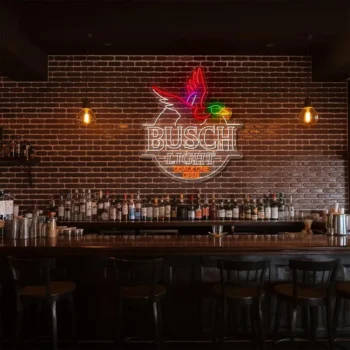 vibrant neon busch light sign quack one open design display fashion forward.webp