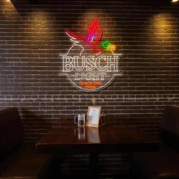 vibrant neon busch light sign quack one open design display new arrival.webp