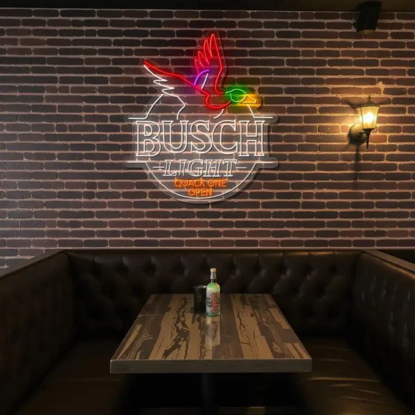 vibrant neon busch light sign quack one open design display top rated.webp