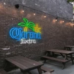 vibrant neon corona extra sign with palm tree and sun design best selling.webp