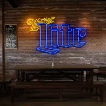 vibrant neon miller lite sign design for perfect home bar decor fashion forward.webp