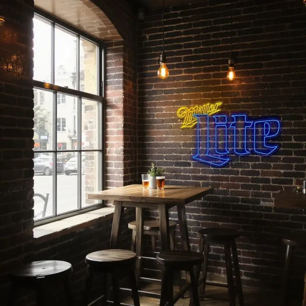 vibrant neon miller lite sign design for perfect home bar decor latest model.webp