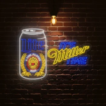 vibrant neon signs celebrate miller lite with style and elegance best selling.webp