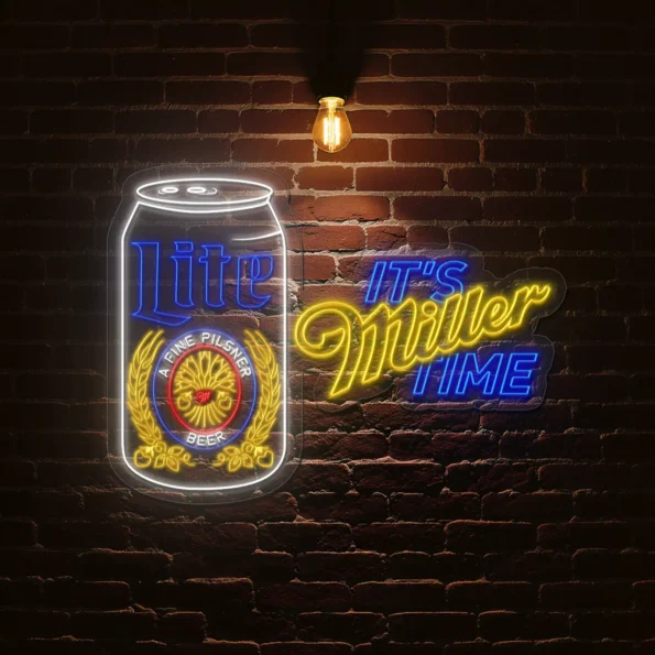 vibrant neon signs celebrate miller lite with style and elegance best selling.webp
