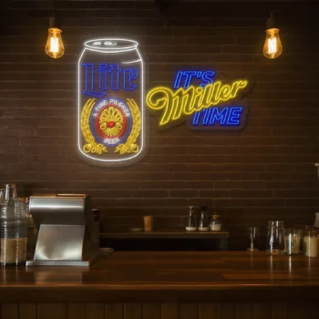 vibrant neon signs celebrate miller lite with style and elegance fashion forward.webp