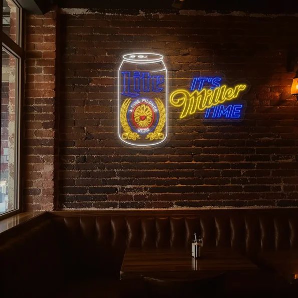 vibrant neon signs celebrate miller lite with style and elegance trendy.webp