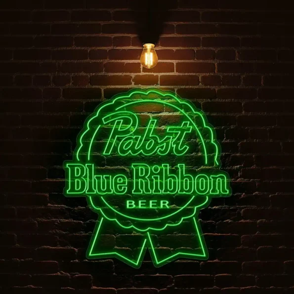 vibrant pabst blue ribbon neon sign for beer lovers and collectors fashion forward.webp