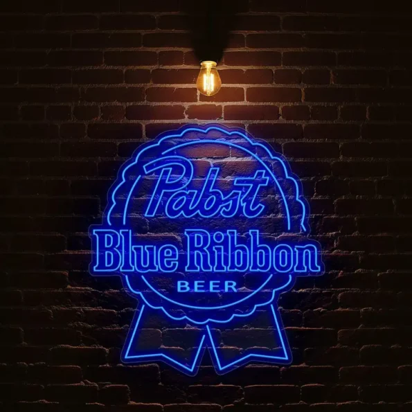 vibrant pabst blue ribbon neon sign for beer lovers and collectors premium grade.webp