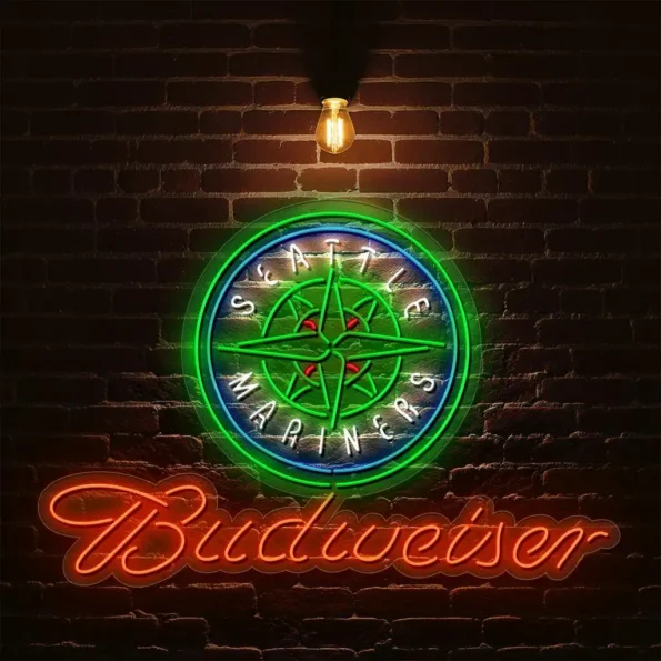 vibrant seattle mariners neon sign art for sports bar decoration best selling.webp