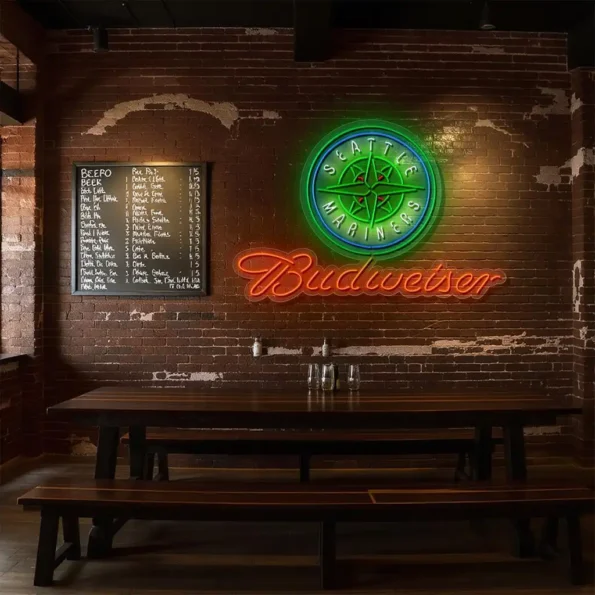 vibrant seattle mariners neon sign art for sports bar decoration latest model.webp